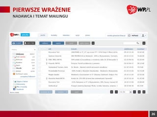 PIERWSZE WRAŻENIE
NADAWCA I TEMAT MAILINGU

26

 