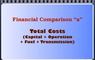 Financial Comparison “a”

     Total Costs
   (Capital + Operation
  + Fuel + Transmission)



                           ...