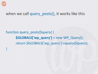 when we call query_posts(), it works like this



function query_posts($query) {
      $GLOBALS['wp_query'] = new WP_Query();
      return $GLOBALS['wp_query']->query($query);
}
 