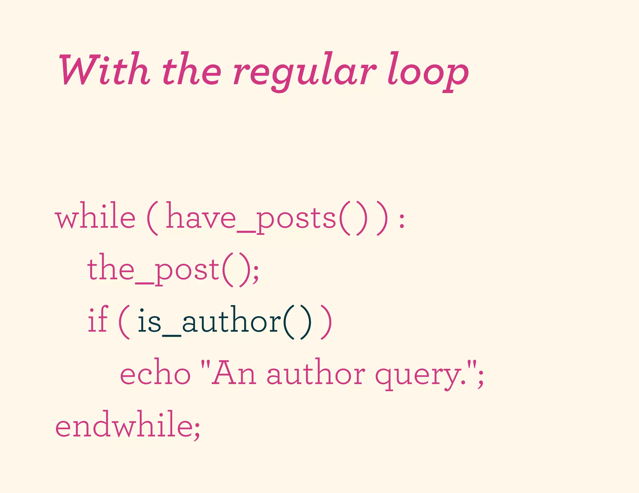 With the regular loop


while ( have_posts( ) ) :
  the_post( );
  if ( is_author( ) )
     echo "An author query.";
endwhile;
 