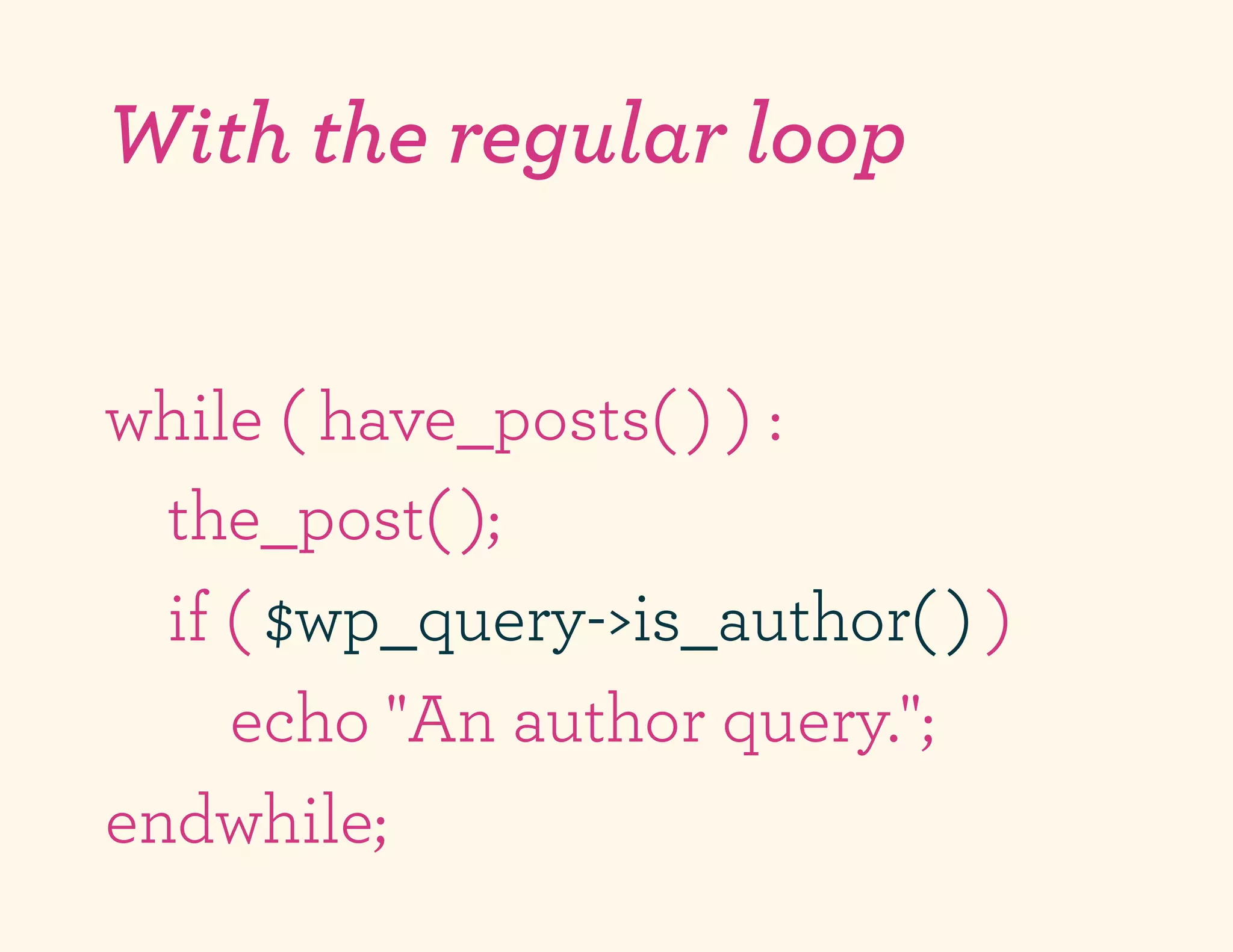 With the regular loop


while ( have_posts( ) ) :
  the_post( );
  if ( $wp_query->is_author( ) )
     echo "An author query.";
endwhile;
 