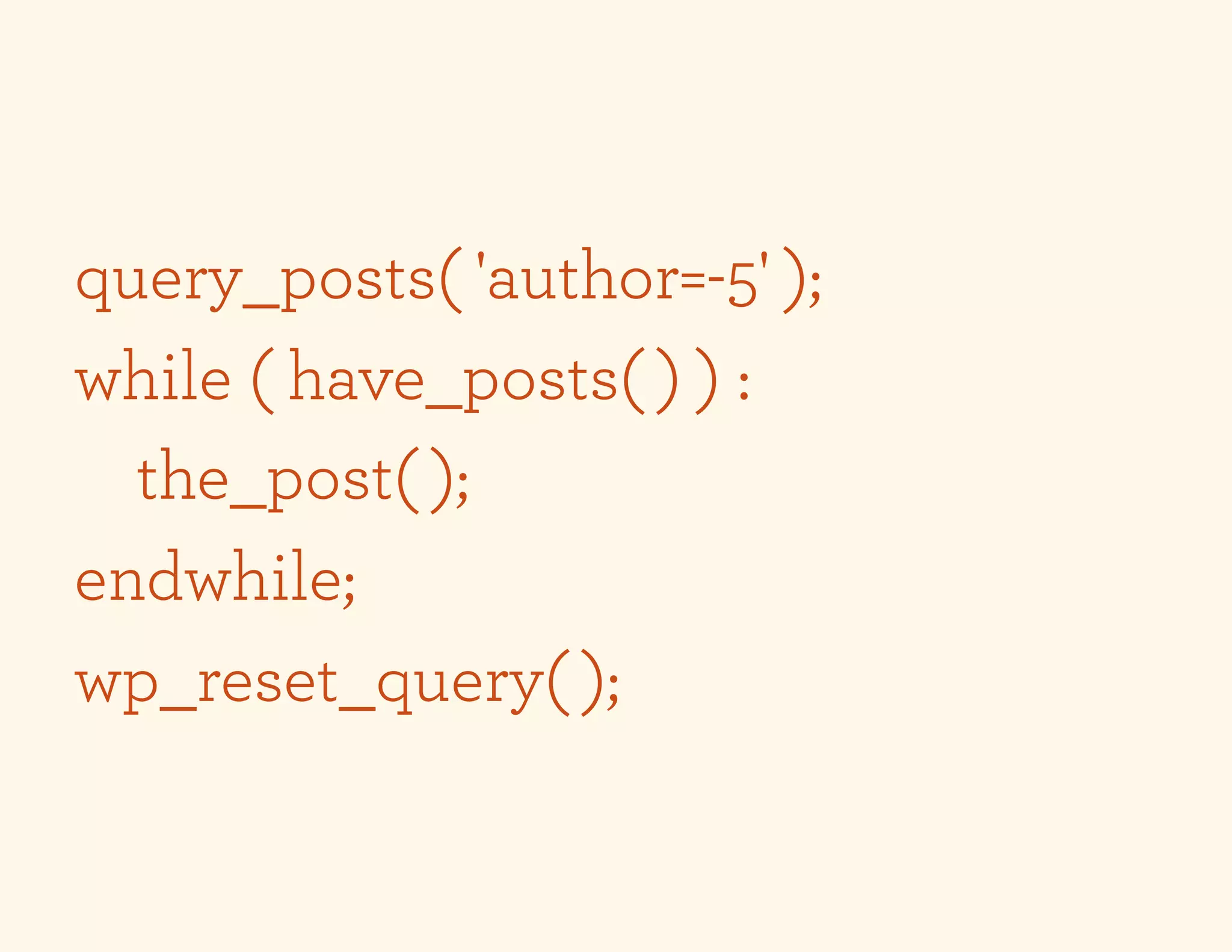 query_posts( 'author=-5' );
while ( have_posts( ) ) :
  the_post( );
endwhile;
wp_reset_query( );
 