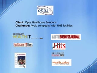 Client: Opus Healthcare Solutions
Challenge: Avoid competing with UHS facilities
 