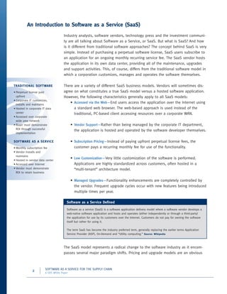 Software as a Service (SaaS) for the Supply Chain | PDF