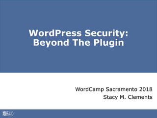 WordPress Security:
Beyond The Plugin
WordCamp Sacramento 2018
Stacy M. Clements
 