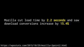 https://wpostats.com/2015/10/29/mozilla-2point2.html
Mozilla cut load time by 2.2 seconds and saw
download conversions increase by 15.4%
 
