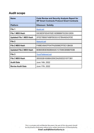 WP Smart Contracts Protocol – Smart Contract Security Audit Report by ...