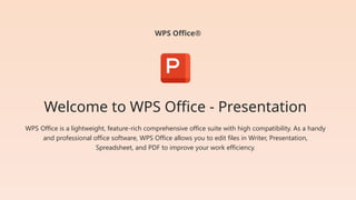 WPS Slides Quick Start Guide welcome prestentation | PPTX