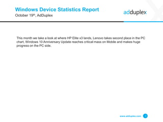 Windows Device Statistics Report
This month we take a look at where HP Elite x3 lands, Lenovo takes second place in the PC...