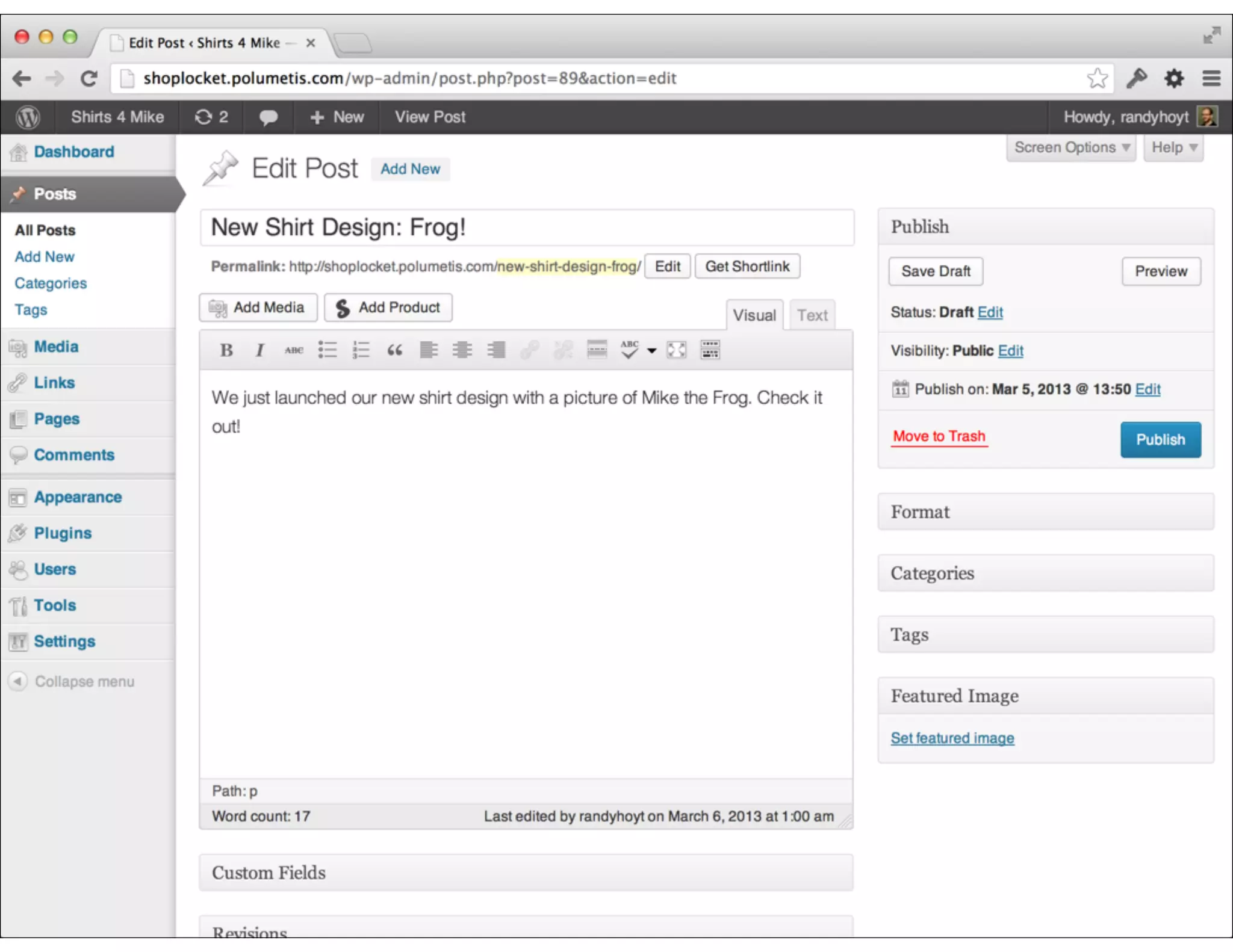 [Screenshot of WordPress]
 
