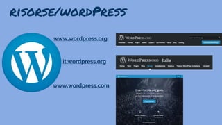 risorse/wordPress
www.wordpress.com
www.wordpress.org
it.wordpress.org
 