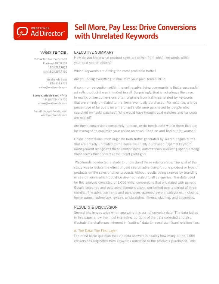 Sell More, Pay Less: Drive Conversions with Unrelated Keywords Edit Presentation Slide 1