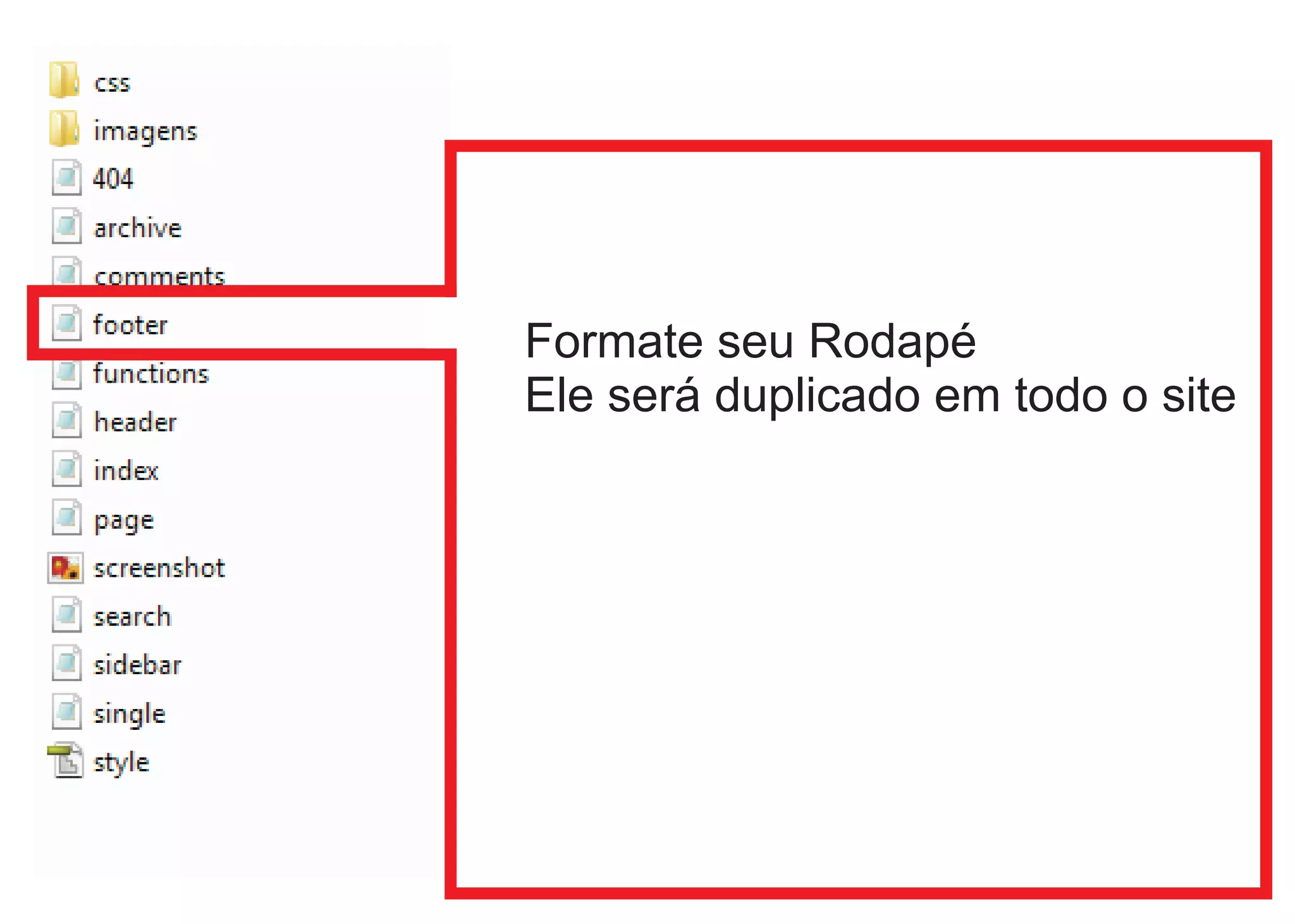 Formate seu Rodapé
Ele será duplicado em todo o site
 