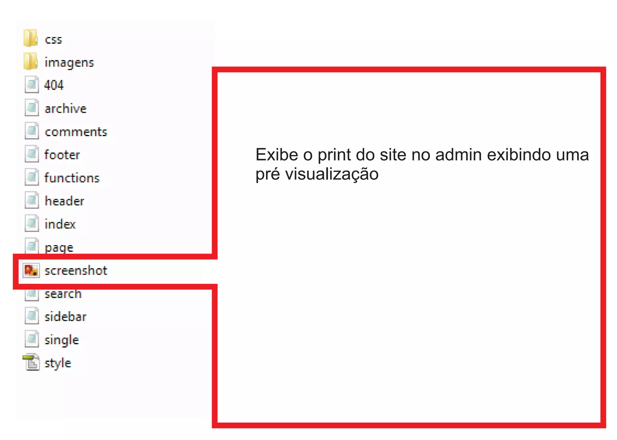 Exibe o print do site no admin exibindo uma
pré visualização
 