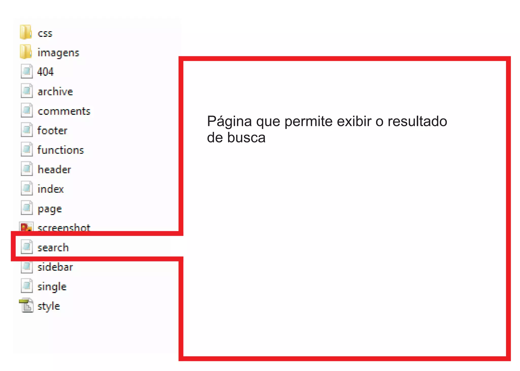 Página que permite exibir o resultado
de busca
 