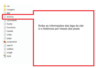 Exibe as informações das tags do site
e o históricos por meses dos posts
 