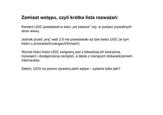 Wplyw UGC na decyzje konsumentow