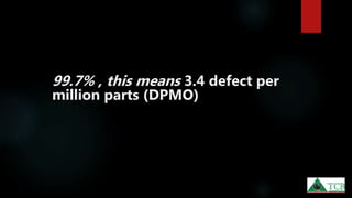 99.7% , this means 3.4 defect per
million parts (DPMO)
 