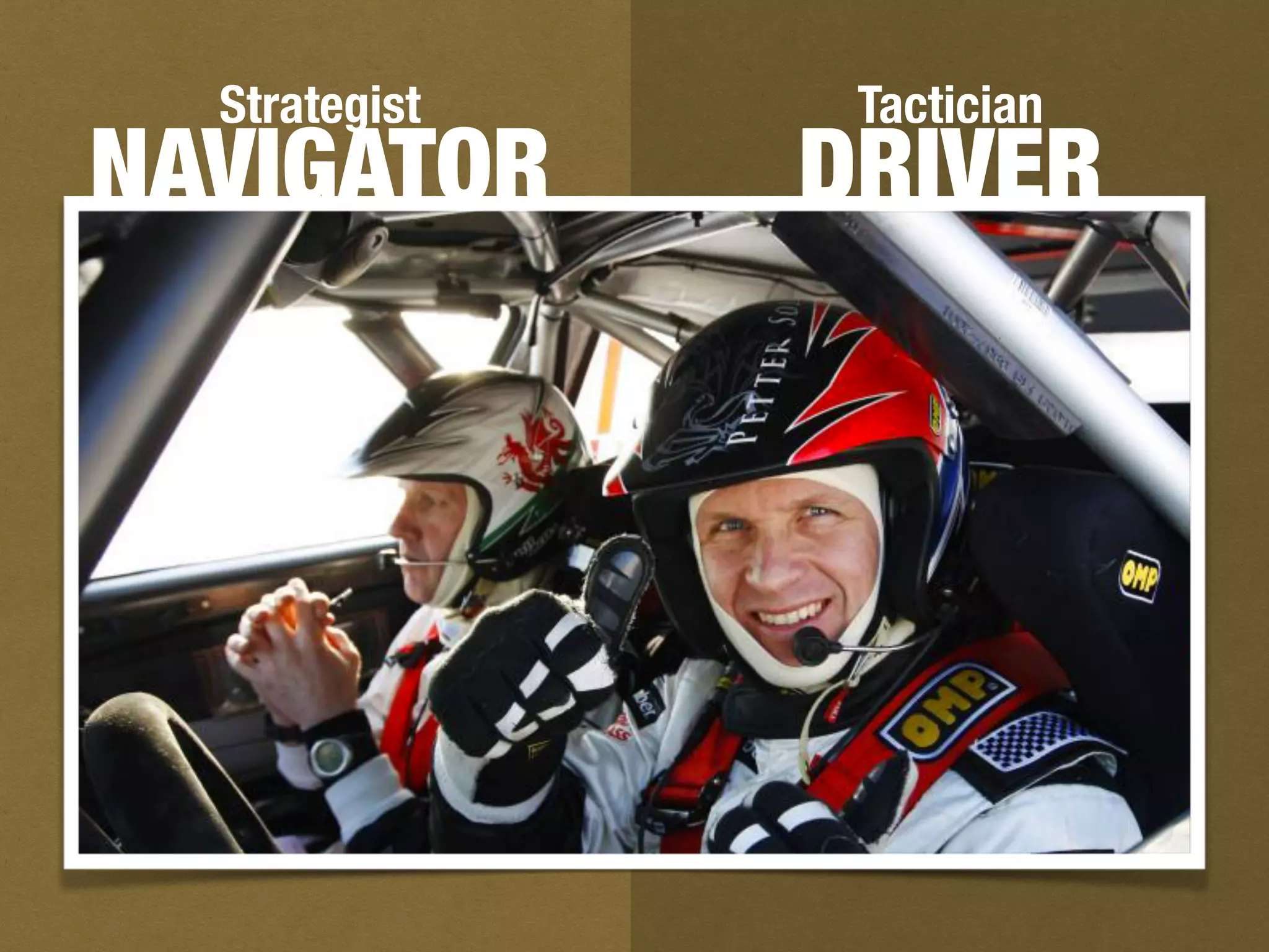DRIVER
TacticianStrategist
NAVIGATOR
 