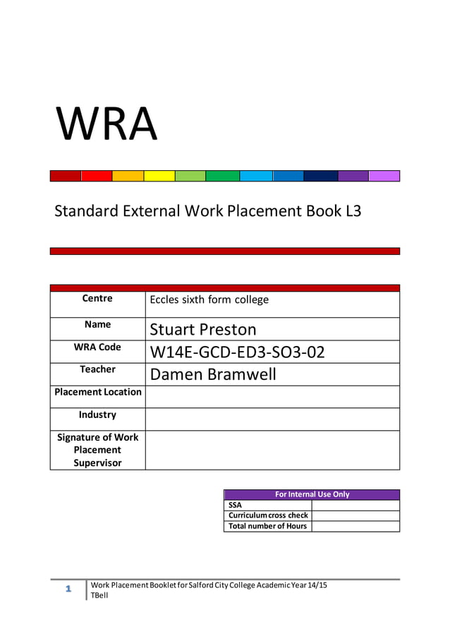 Wra Forms.pdf Wra booklet level 3 | PDF