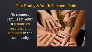 To connect
Families & Youth
to resources,
services, and
supports in the
community.
 