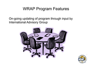 WRAP Program Features
On-going updating of program through input by
International Advisory Group
 