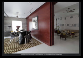 Origami bar furniture by Gunjan Gupta and Wallpaper by Timorous Beasties from United Kingdom.
 