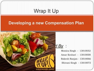 Presented By :
Monica Singh - 13810052
Amar Keshari - 13810008
Rakesh Ranjan - 13810066
Shivani Singh - 13810072
Wrap It Up
Developing a new Compensation Plan
 