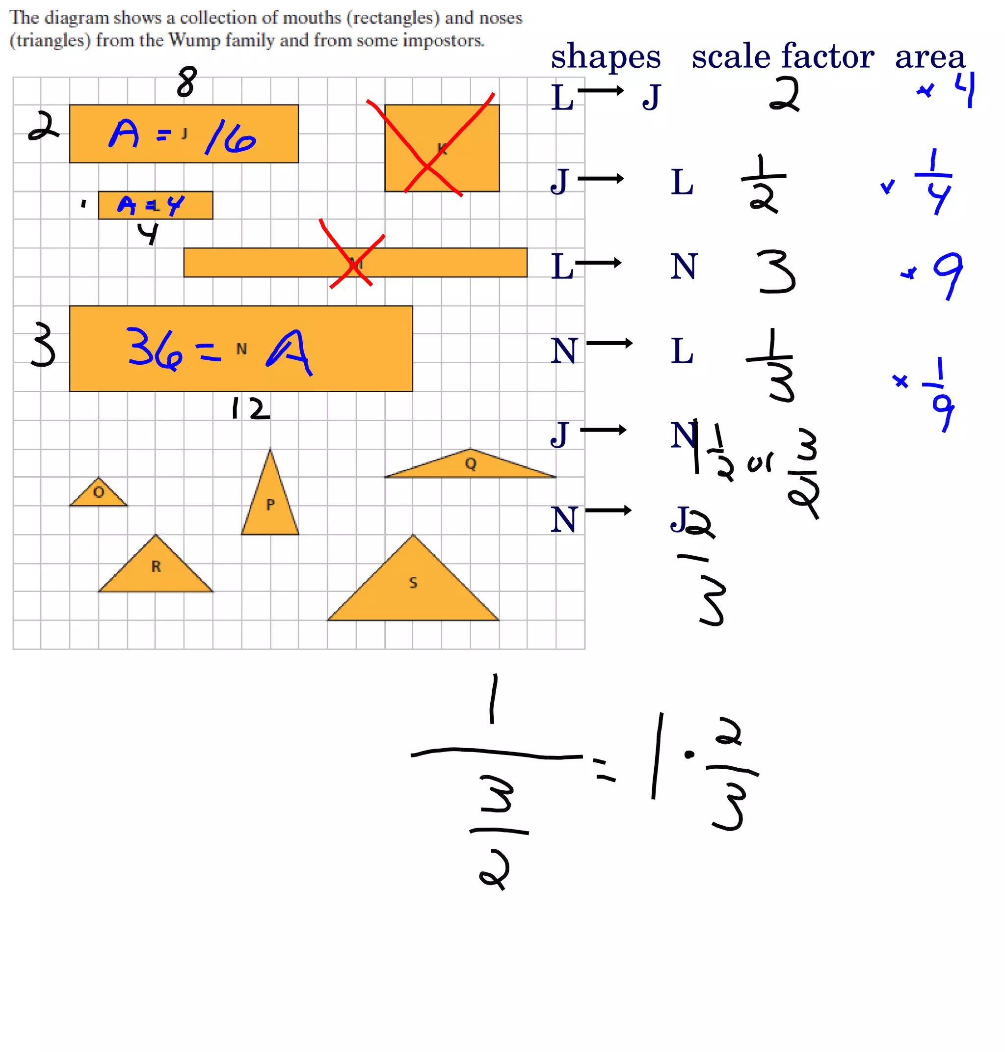 shapes scale factor area L J J L L N N L J N N J