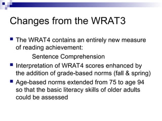 Wrat Example Wide range achievement test presenationS | PPT