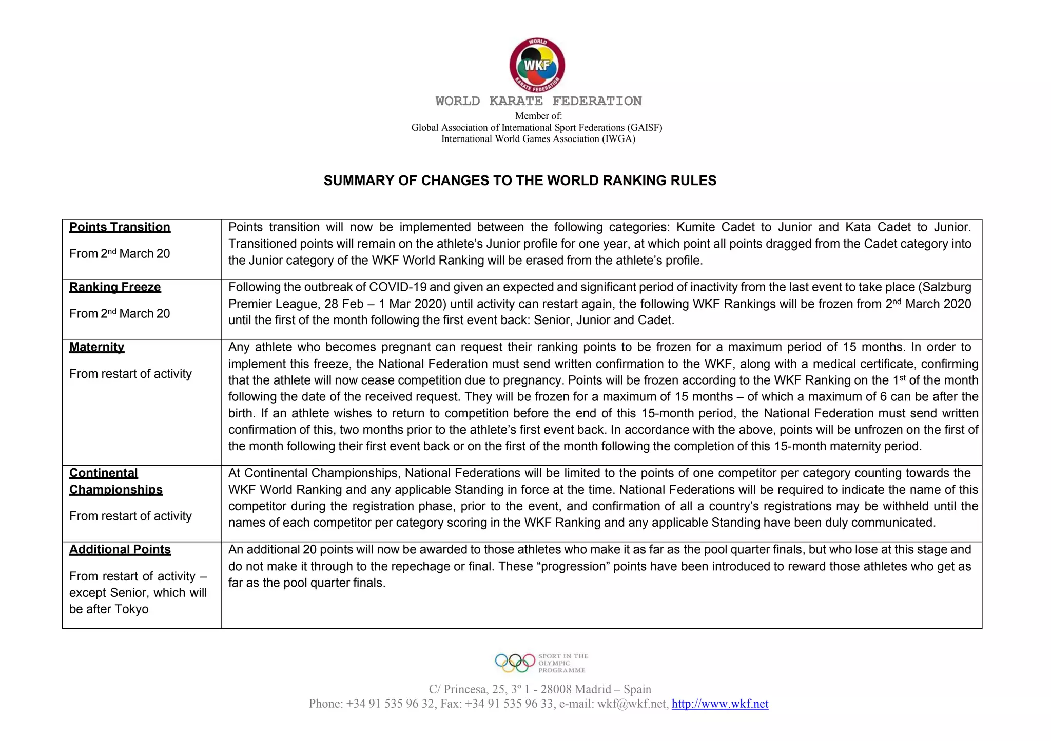 Wkf Ranking Wkf worldranking rules | PDF