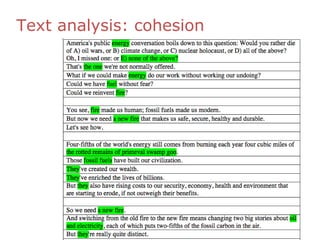 Text analysis: cohesion
 