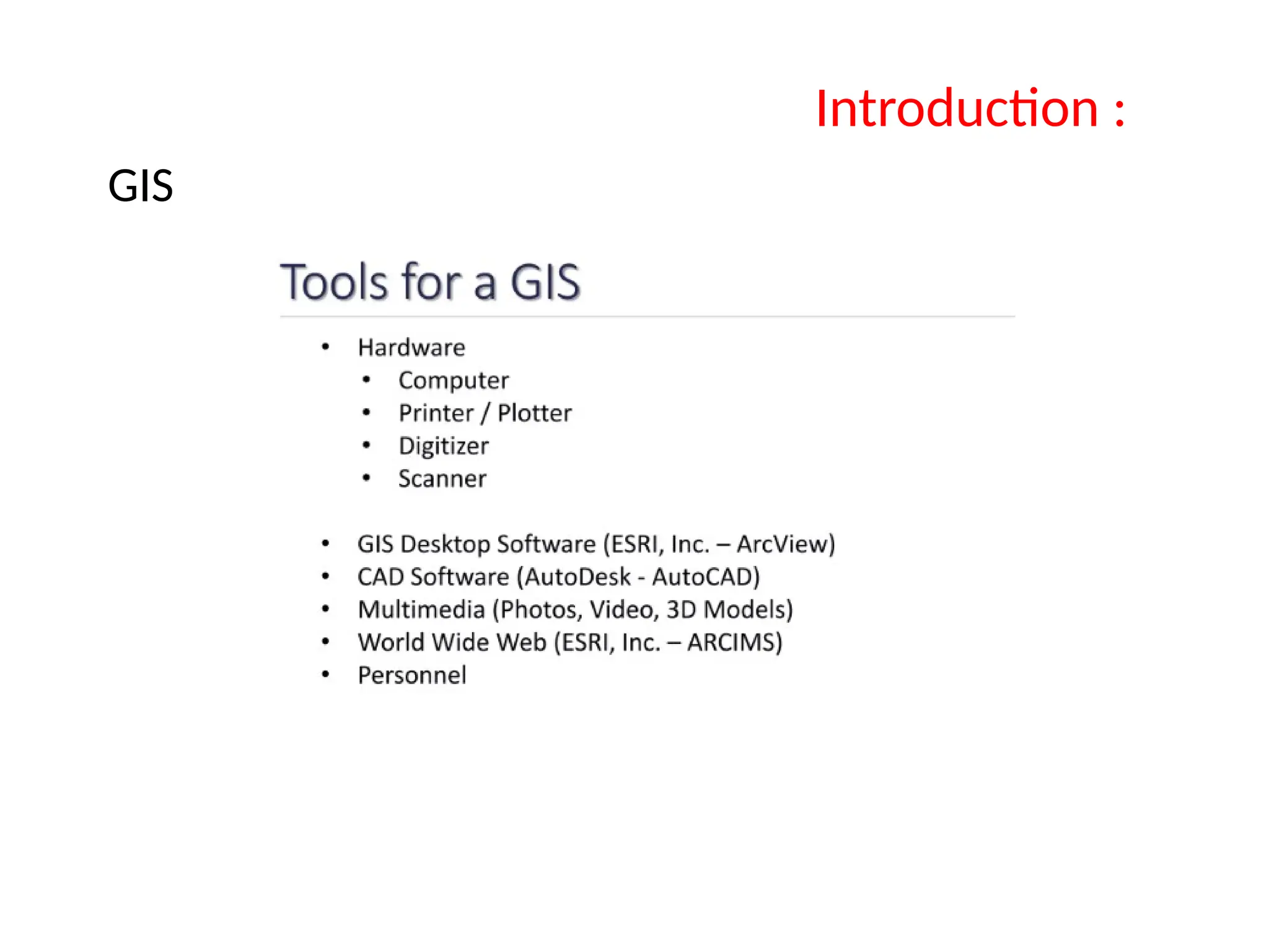 GIS
Introduction :
 