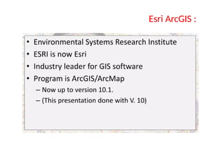 Esri ArcGIS :
 