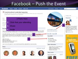 Facebook – Push the Event 3 Parts Here Click that your attending Share  Invite 1 2 3 