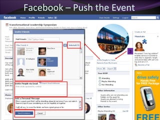Facebook – Push the Event 3 Parts Here Mark that your attending Share  Invite 3 