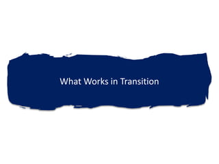 What Works in Transition
