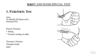 Comprehensive Guide to Special Tests for Hand and Wrist Conditions | PPTX