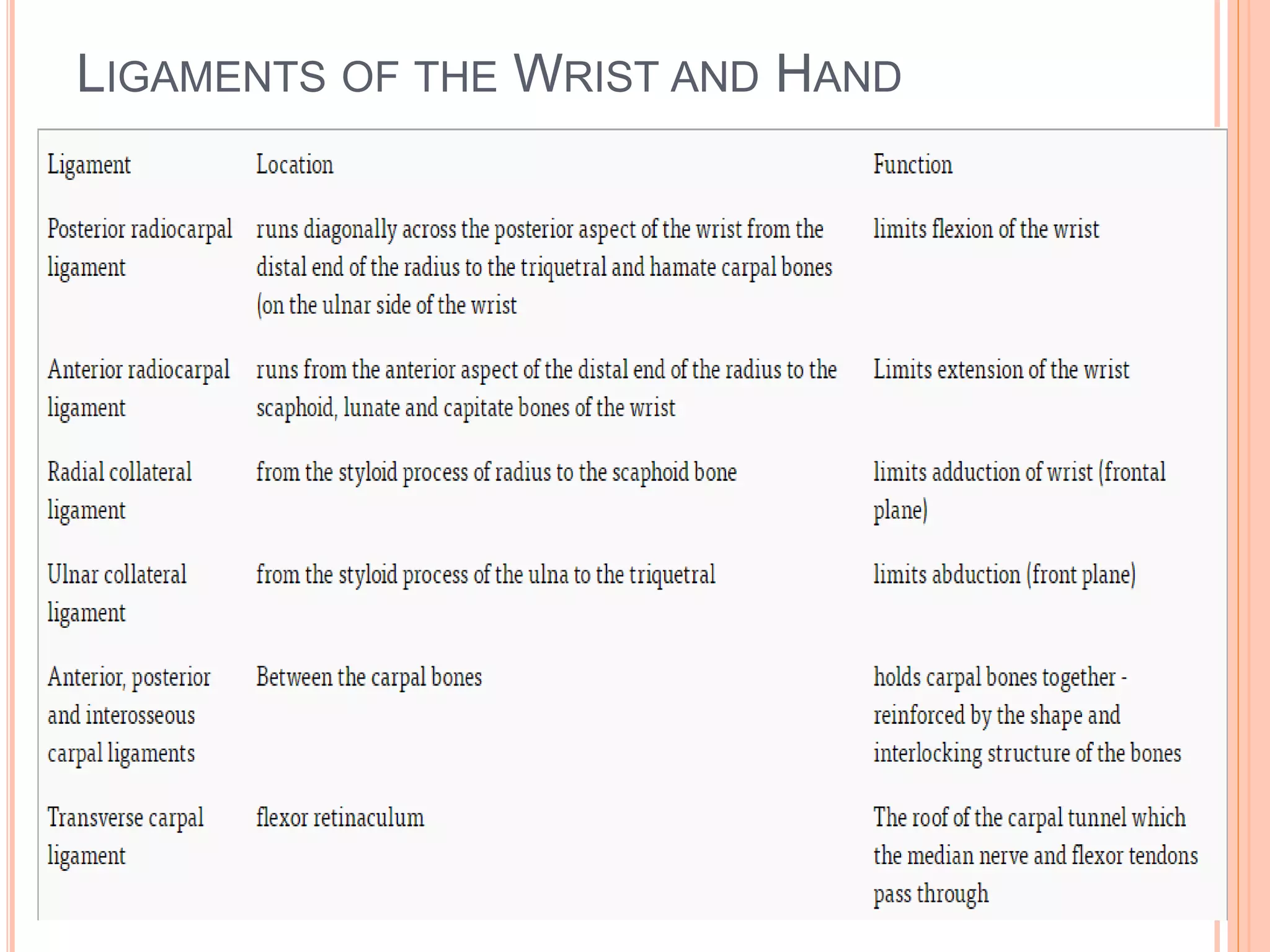 LIGAMENTS OF THE WRIST AND HAND
 