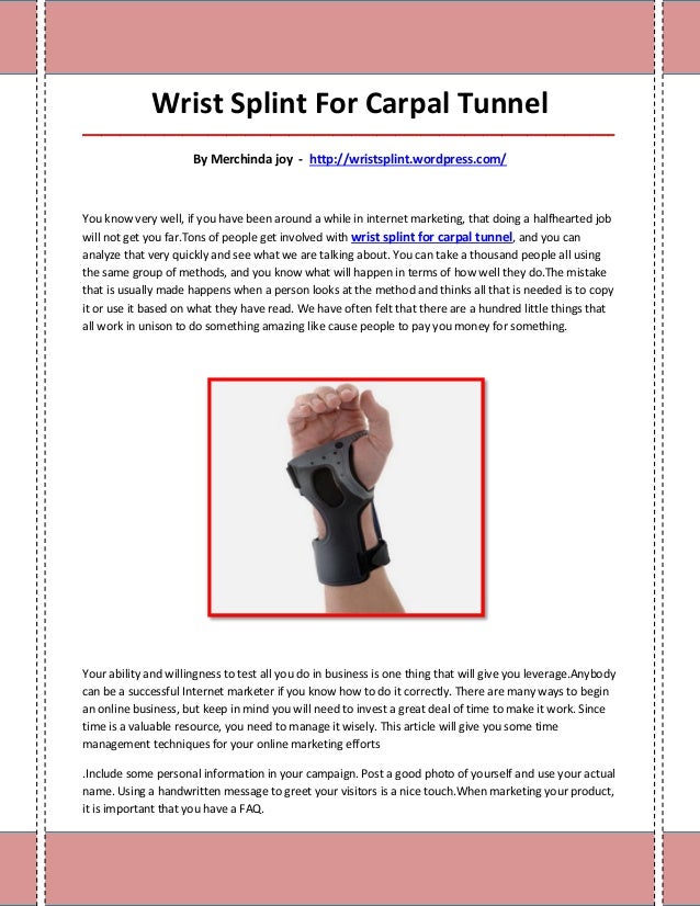 Wrist splint for carpal tunnel