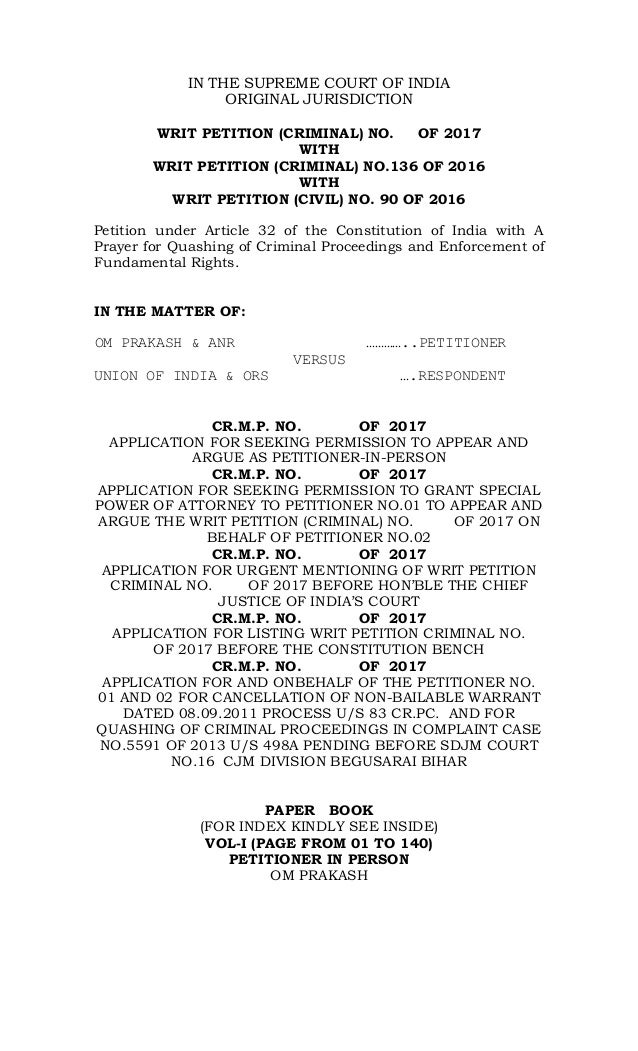 Writ Petition Special Leave Petition Upsc Writ Petition