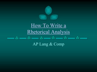 How To Write a
Rhetorical Analysis
AP Lang & Comp
 