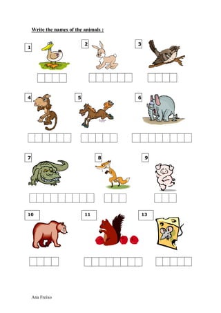 Write The Names Of The Animals