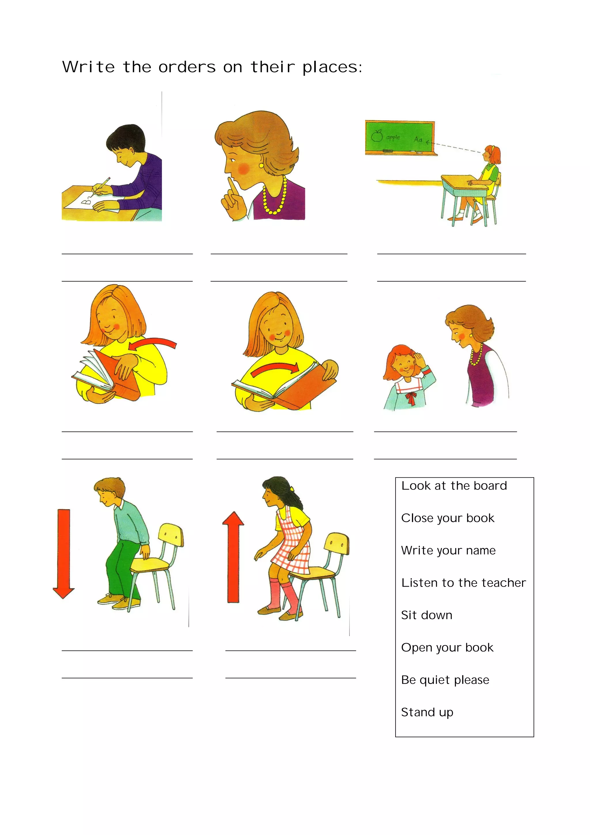 Write The Orders On Their Places