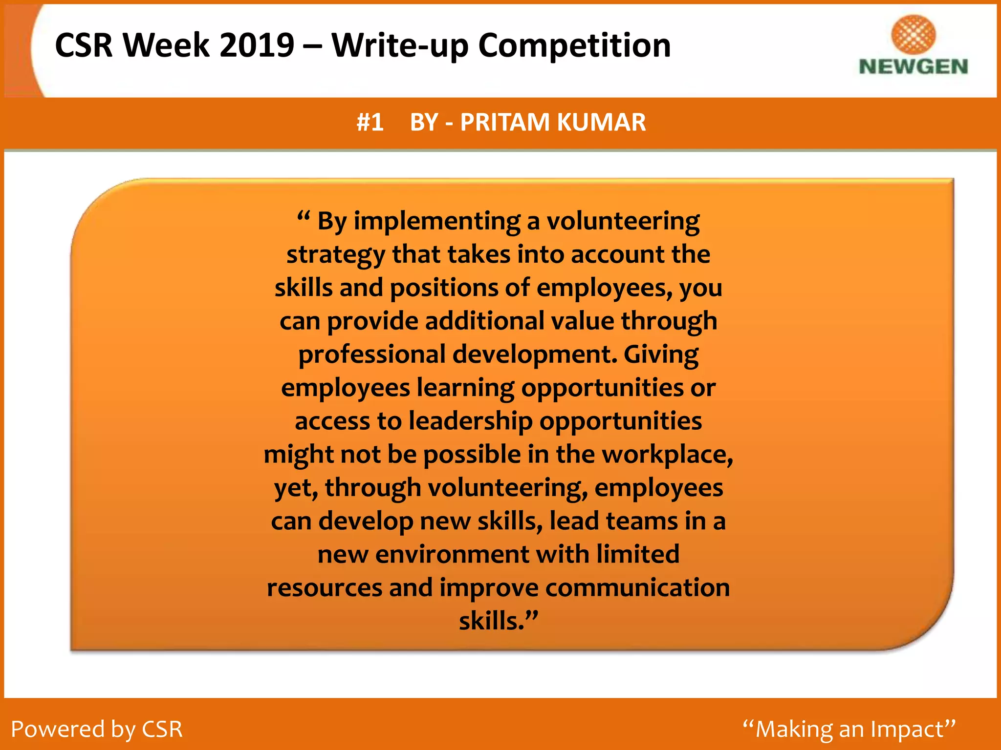 CSR Week: Write up competition | PPT