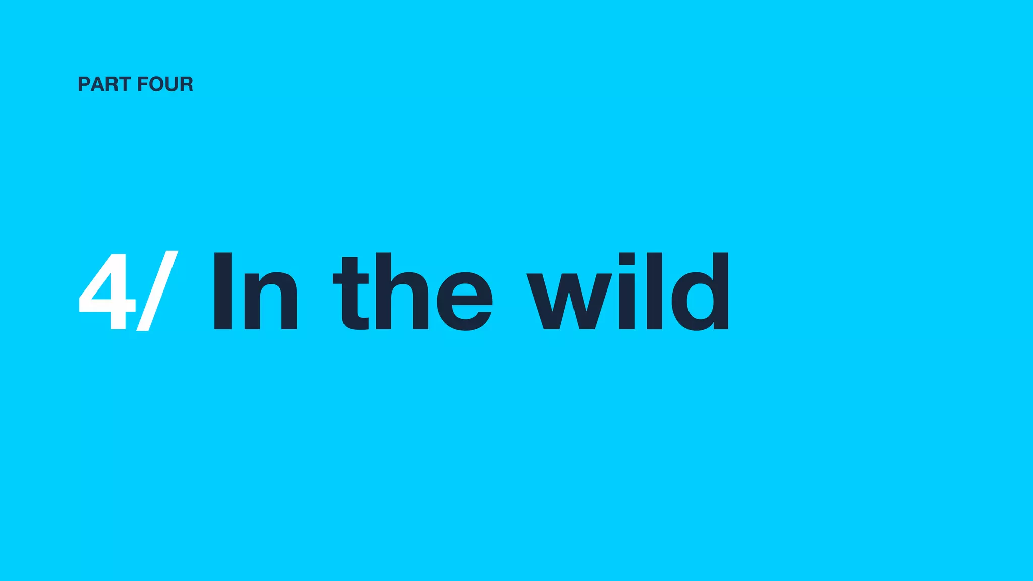 4/ In the wild
PART FOUR
 