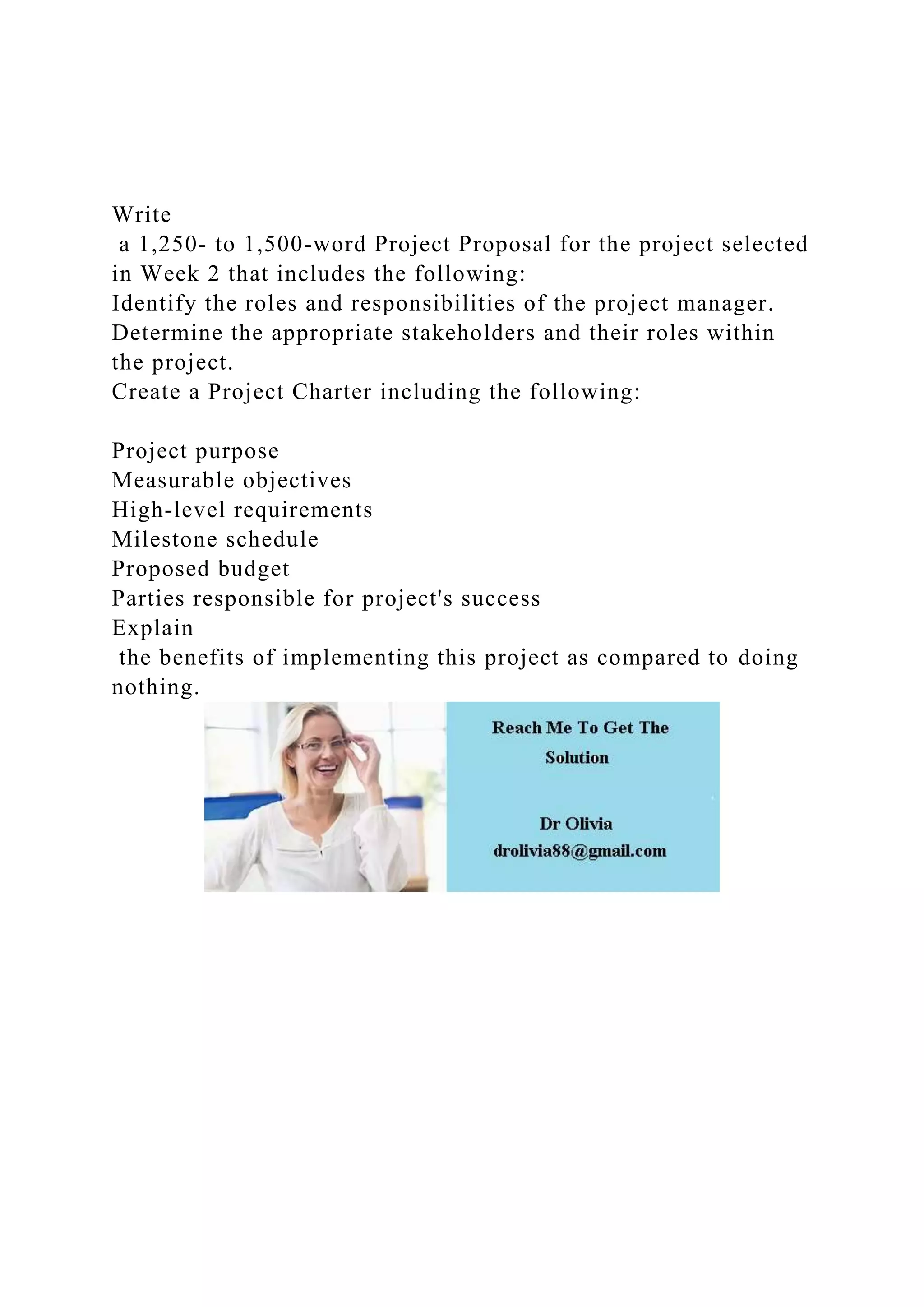 Write a 1,250- to 1,500-word Project Proposal for the project .docx