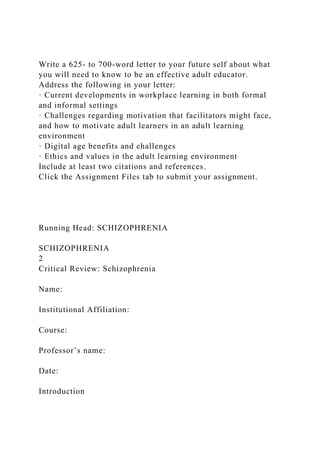 Write a 625- to 700-word letter to your future self about what you.docx