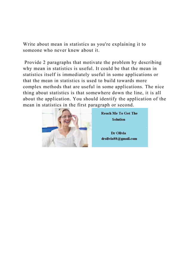 Write About Mean In Statistics As Youre Explaining It To Someon docx