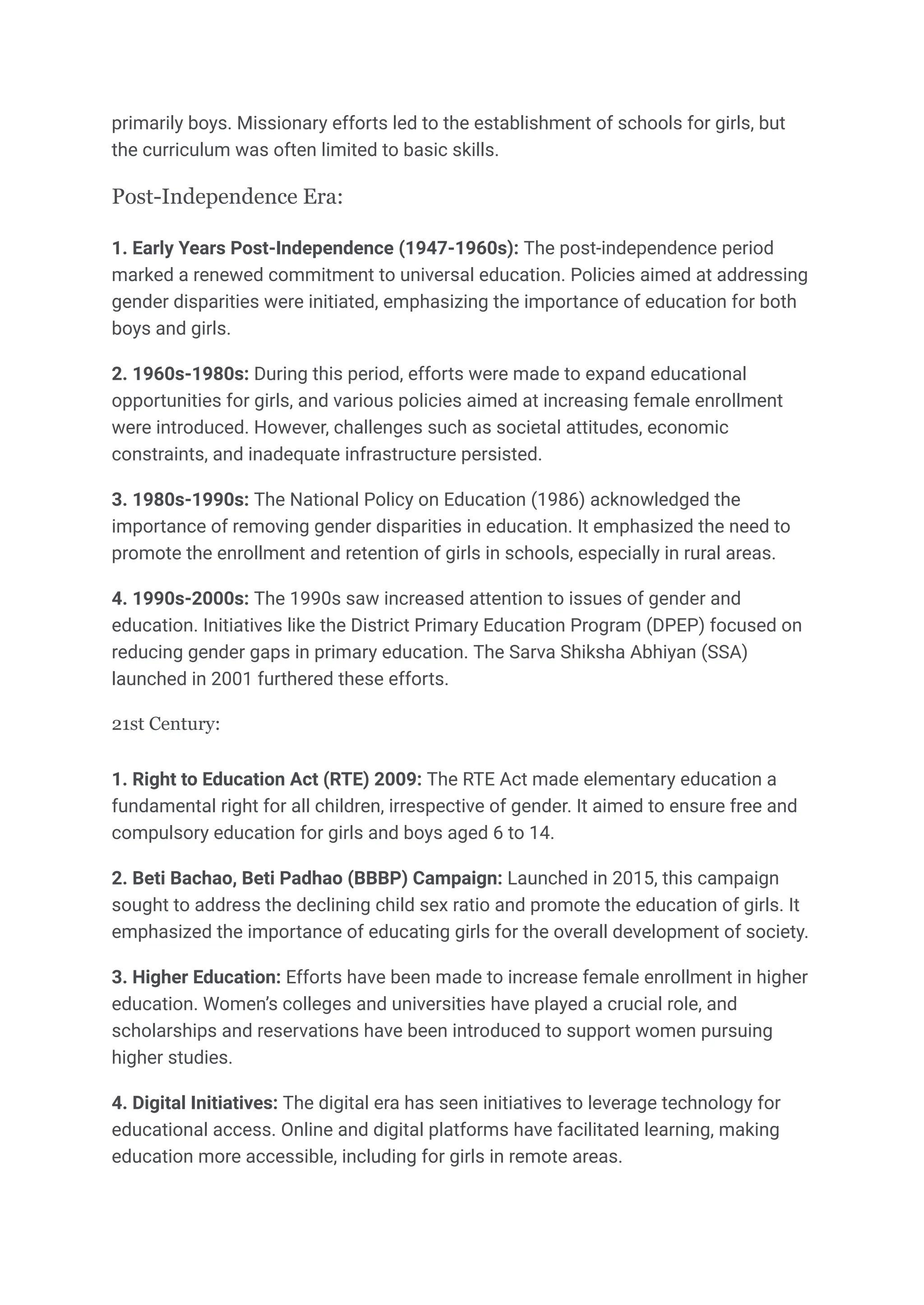 Write about the historical aspect of Gender in Education in India.pdf